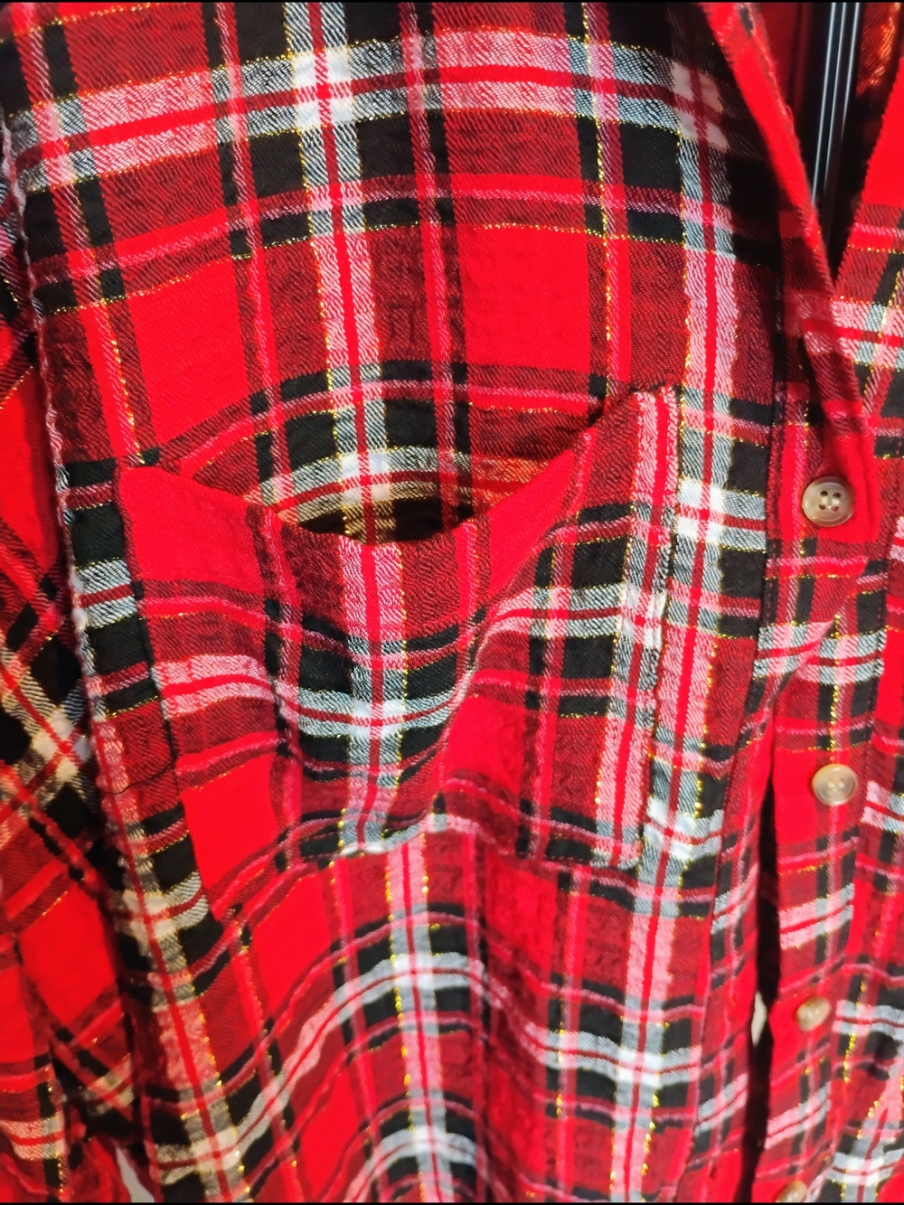 intro. Size 3X Red & Black Plaid Button-Up Shirt With Roll Tab Sleeves. NWT - Picture 2 of 11